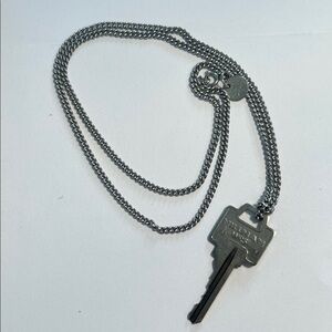Silver Key Necklace with 'LOVE' Inscription THE GIVING KEYS long necklace